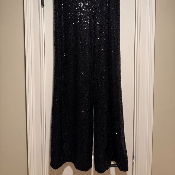Banana Republic Sequin Black Wide Leg Pants - Picture 3 of 9